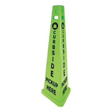 Picture of Trivu 3-Sided Curbside Pickup Here Sign, Fluorescent Green, 14.75 X 12.7 X 40, Plastic