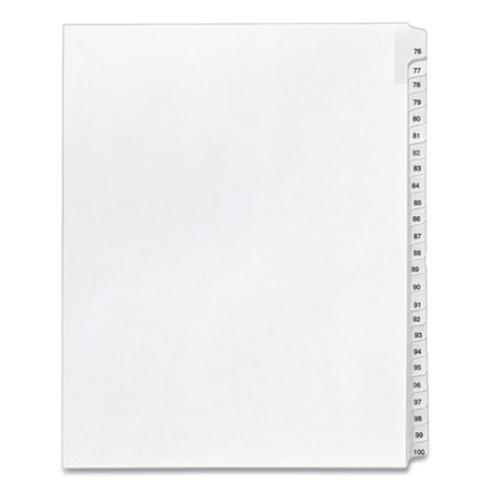 Picture of Preprinted Legal Exhibit Side Tab Index Dividers, Allstate Style, 25-Tab, 76 To 100, 11 X 8.5, White, 1 Set, (1704)