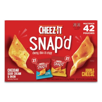 Picture of Snap'd Crackers Variety Pack, Cheddar Sour Cream And Onion; Double Cheese, 0.75 Oz Bag, 42/carton