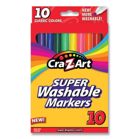 Picture of Super Washable Markers, Fine Bullet Tip, Assorted Colors, 10/set