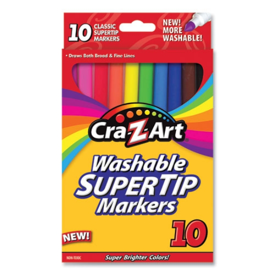 Picture of Washable Supertip Markers, Fine/broad Bullet Tips, Assorted Colors, 10/set
