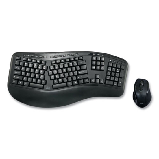 Picture of Wkb1500gb Wireless Ergonomic Keyboard And Mouse, 2.4 Ghz Frequency/30 Ft Wireless Range, Black