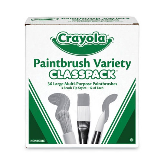Picture of Large Variety Paint Brush Classpack, Natural; Nylon Bristles, Flat; Round Profiles, 36/set