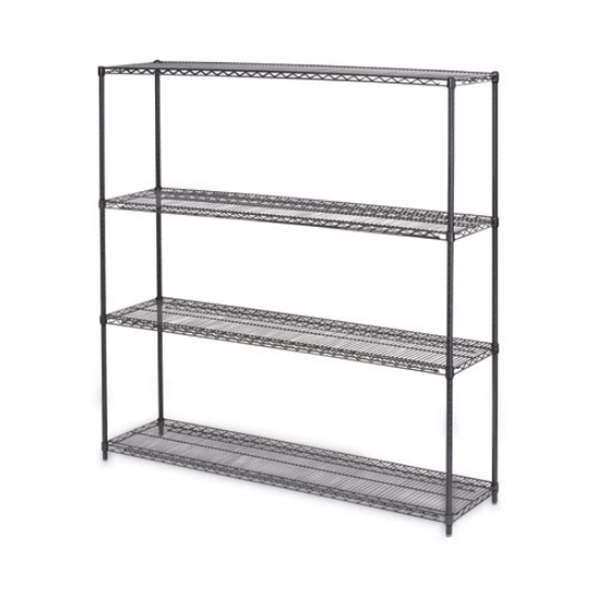 Picture of BA Plus Wire Shelving Kit, Four-Shelf, 72w x 18d x 72h, Black Anthracite Plus