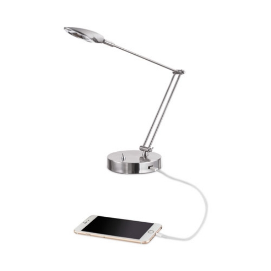 Picture of Adjustable LED Task Lamp with USB Port, 11w x 6.25d x 26h, Brushed Nickel