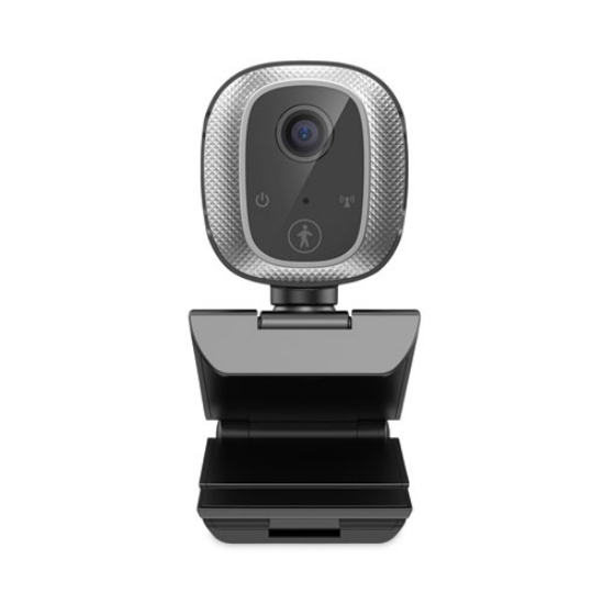 Picture of CyberTrack M1 HD Fixed Focus USB Webcam with AI Motion/Facial Tracking, 1920 Pixels x 1080 Pixels, 2.1 Mpixels, Black/Silver