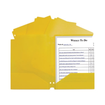 Picture of Two-Pocket Heavyweight Poly Portfolio Folder, 3-Hole Punch, 11 x 8.5, Yellow, 25/Box
