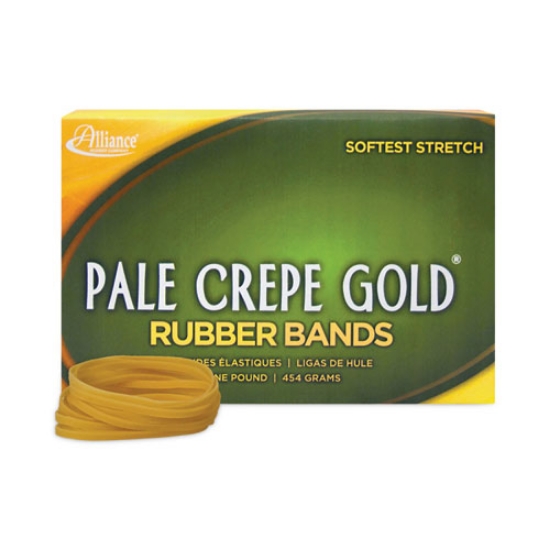 Picture of Pale Crepe Gold Rubber Bands, Size 32, 0.04" Gauge, Golden Crepe, 1 lb Box, 1,100/Box
