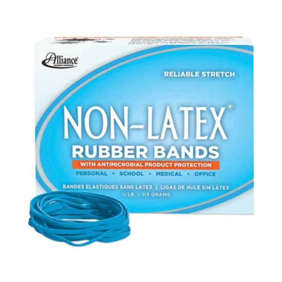 Picture of Antimicrobial Non-Latex Rubber Bands, Size 33, 0.04" Gauge, Cyan Blue, 4 Oz Box, 180/box