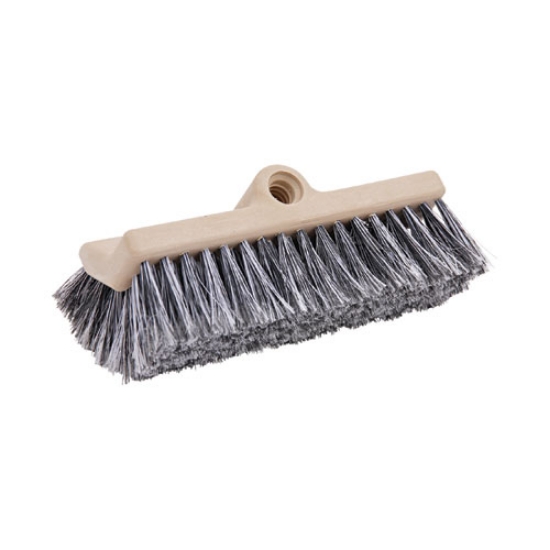 Picture of Dual-Surface Black Polypropylene Bristles, 10" Brush, Brown Plastic Handle