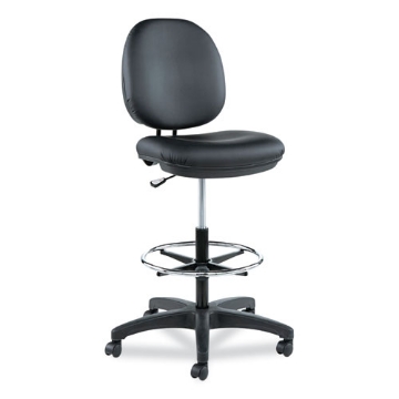 Picture of Alera Interval Series Swivel Task Stool, Supports Up To 275 Lb, 23.93" To 34.53" Seat Height, Black Faux Leather