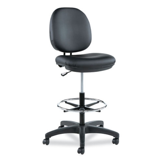 Picture of Alera Interval Series Swivel Task Stool, Supports Up To 275 Lb, 23.93" To 34.53" Seat Height, Black Faux Leather