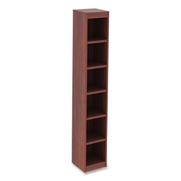 Picture of Alera Valencia Series Narrow Profile Bookcase, Six-Shelf, 11.81w x 11.81d x 71.73h, Medium Cherry