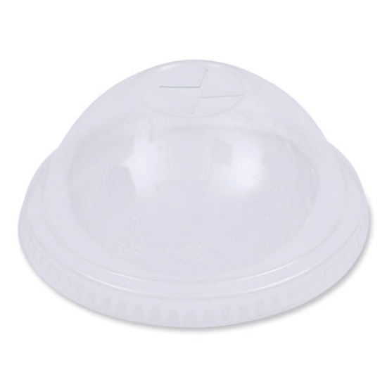Picture of PET Cold Cup Dome Lids, Fits 12 oz Squat and 14 to 24 oz Plastic Cups, Clear, 100 Lids/Sleeve, 10 Sleeves/Carton