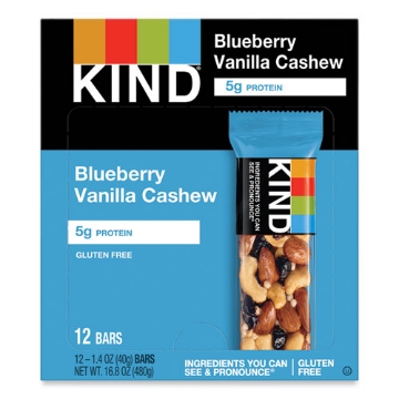 Picture of Fruit And Nut Bars, Blueberry Vanilla And Cashew, 1.4 Oz Bar, 12/box