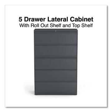Picture of Lateral File, 5 Legal/Letter/A4/A5-Size File Drawers, Charcoal, 42" x 18.63" x 67.63"