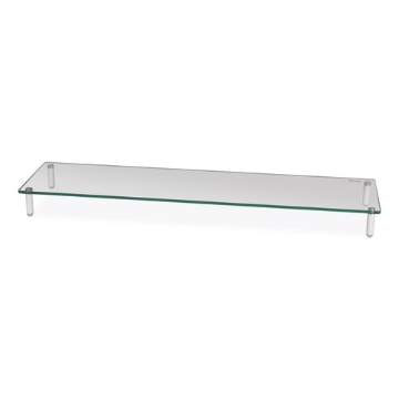Picture of extra wide glass monitor riser, 39.4" x 10.2" x 3.25", clear, supports 60 lbs