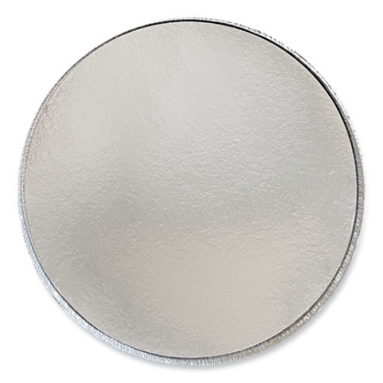 Picture of Round Aluminum To-Go Containers With Lid, 48 Oz, 9" Diameter X 1.66"h, Silver, 200/carton