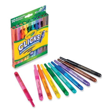 Picture of Super Clicks Retractable Markers, Assorted Bullet Tip Sizes, Assorted Colors, 10/Pack