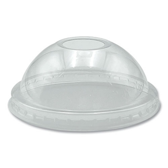 Picture of PET Cold Cup Dome Lids, Fits 9 oz to 10 oz PET Cups, Clear, 100/Pack