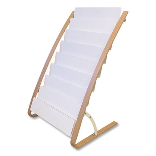 Picture of Literature Floor Display Rack, 22.8 x 19.69 x 36.61, White/Woodgrain