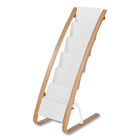 Picture of Literature Floor Display Rack, 19.68 x 13.38 x 36.61, White/Woodgrain