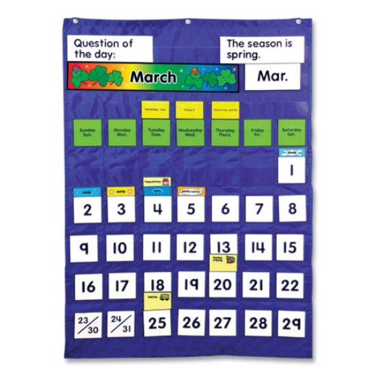 Picture of Complete Calendar and Weather Pocket Chart, 51 Pockets, 26 x 37.25, Blue