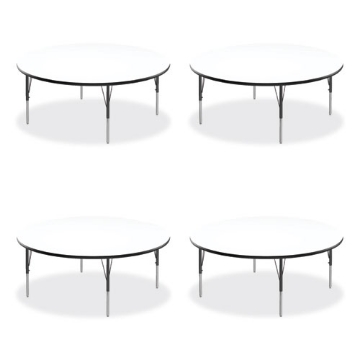 Picture of Markerboard Activity Tables, Round, 60" x 19" to 29", White Top, Black/Silver Legs, 4/Pallet, Ships in 4-6 Business Days