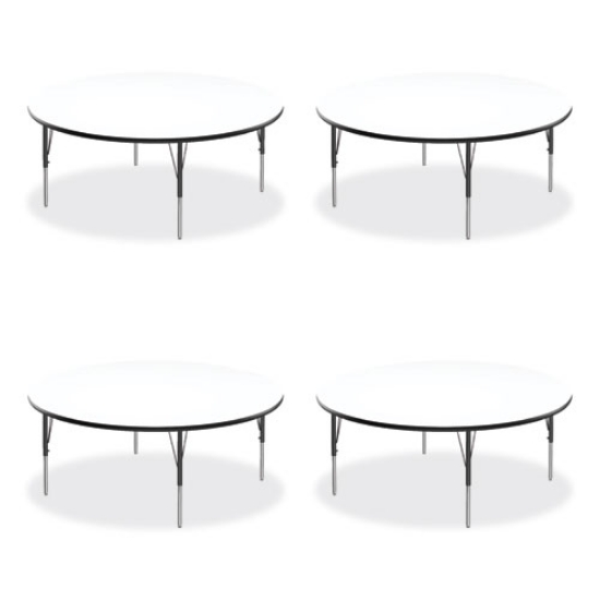 Picture of Markerboard Activity Tables, Round, 60" x 19" to 29", White Top, Black/Silver Legs, 4/Pallet, Ships in 4-6 Business Days