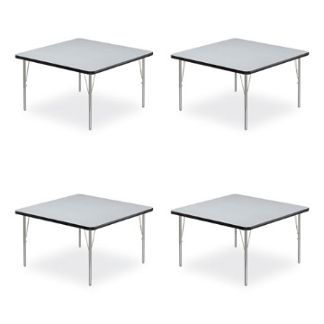 Picture of Adjustable Activity Tables, Square, 48" x 48" x 19" to 29", Gray Top, Silver Legs, 4/Pallet, Ships in 4-6 Business Days