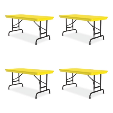 Picture of Adjustable Folding Table, Rectangular, 48" x 24" x 22" to 32", Yellow Top, Black Legs, 4/Pallet, Ships in 4-6 Business Days