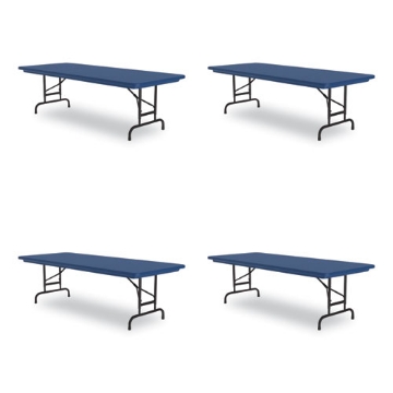 Picture of Adjustable Folding Tables, Rectangular, 72" x 30" x 22" to 32", Blue Top, Black Legs, 4/Pallet, Ships in 4-6 Business Days
