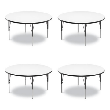 Picture of Dry Erase Markerboard Activity Tables, Round, 42" x 19" to 29", White Top, Black Legs, 4/Pallet, Ships in 4-6 Business Days