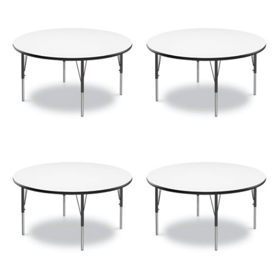 Picture of Dry Erase Markerboard Activity Tables, Round, 42" x 19" to 29", White Top, Black Legs, 4/Pallet, Ships in 4-6 Business Days