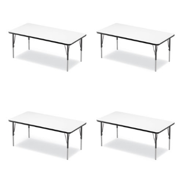 Picture of Markerboard Activity Tables, Rectangular, 60" x 30" x 19" to 29", White Top, Black Legs, 4/Pallet, Ships in 4-6 Business Days