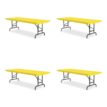 Picture of Adjustable Folding Tables, Rectangular, 60" x 30" x 22" to 32", Yellow Top, Black Legs, 4/Pallet, Ships in 4-6 Business Days
