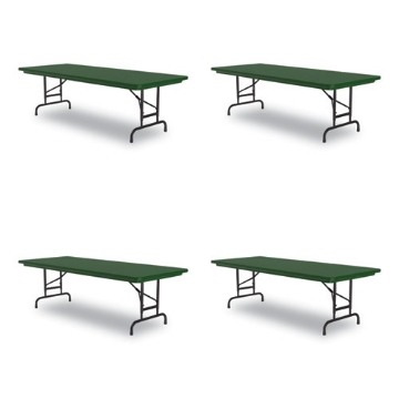 Picture of Adjustable Folding Tables, Rectangular, 60" x 30" x 22" to 32", Green Top, Black Legs, 4/Pallet, Ships in 4-6 Business Days