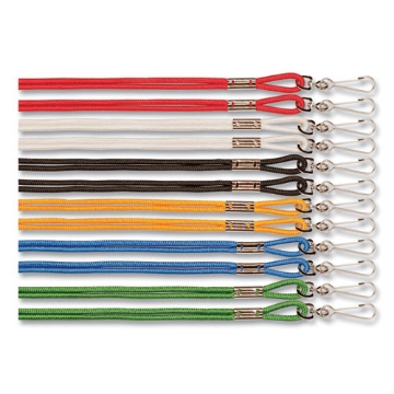 Picture of Lanyard, Metal J-Hook Fastener, 20" Long, Assorted Colors, 12/Pack