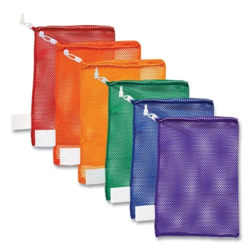 Picture of Heavy-Duty Mesh Bag, 12" X 18", Gold, Green, Orange, Purple, Royal Blue, Scarlet Red, 6/set