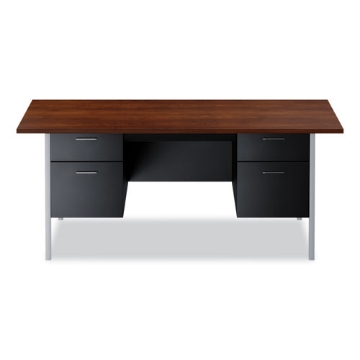 Picture of Double Pedestal Steel Desk, 72" X 36" X 29.5", Mocha/black