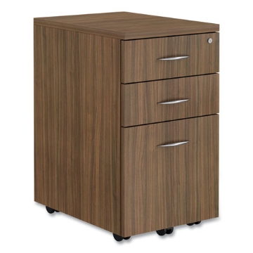Picture of Alera Valencia Series Mobile Pedestal File, Left/right, 3-Drawer: Box/box/file, Legal/letter, Walnut, 15.88 X 20.5 X 28.38