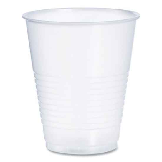 Picture of High-Impact Polystyrene Squat Cold Cups, 12 oz, Translucent, 50 Cups/Sleeve, 20 Sleeves/Carton