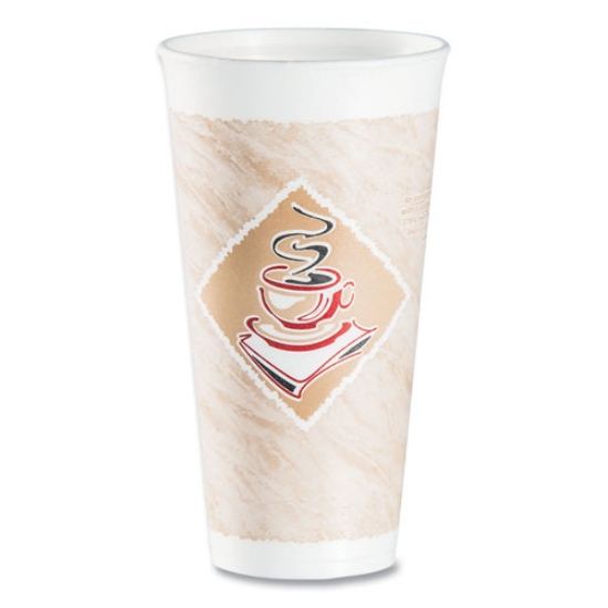 Picture of Cafe G Foam Hot/cold Cups, 20 Oz, Brown/red/white, 20/pack