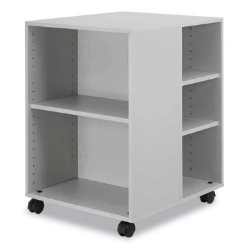 Picture of Flexible Multi-Functional Cart for Office Storage, Wood, 6 Shelves, 20.79 x 23.31 x 29.45, Gray