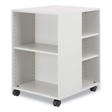 Picture of Flexible Multi-Functional Cart for Office Storage, Wood, 6 Shelves, 20.79 x 23.31 x 29.45, White