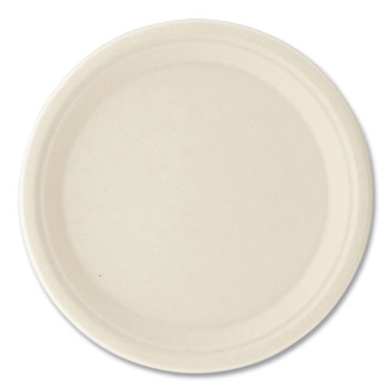 Picture of Bagasse PFAS-Free Dinnerware, Plate, 10" dia, Tan, 500/Carton