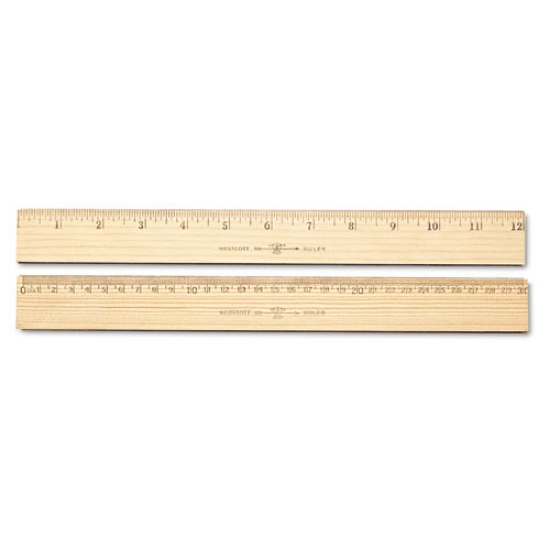 Picture of Wood Ruler, Metric And 1/16" Scale With Single Metal Edge, 12"/30 Cm Long