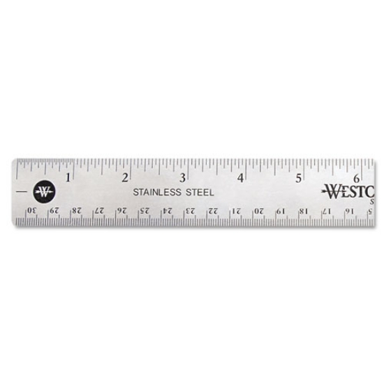Picture of Stainless Steel Office Ruler With Non Slip Cork Base, Standard/metric, 12" Long