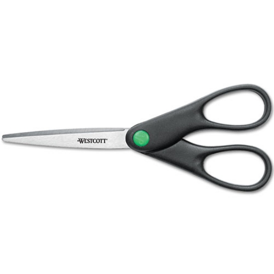 Picture of Kleenearth Scissors, Pointed Tip, 7" Long, 2.75" Cut Length, Black Straight Handle