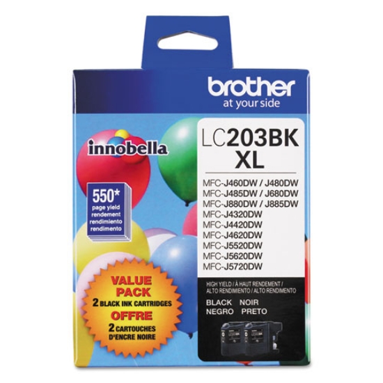 Picture of Brother LC2032PKS (LC203BKXL, LC203BKXL) Black Ink Cartridges (2 pack)